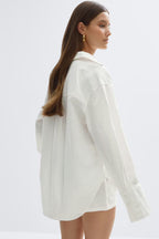 Gina Tricot | Oversized Linen Blend Shirt - White