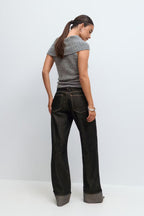 Gina Tricot Fold Up Jeans - Dark Rinse