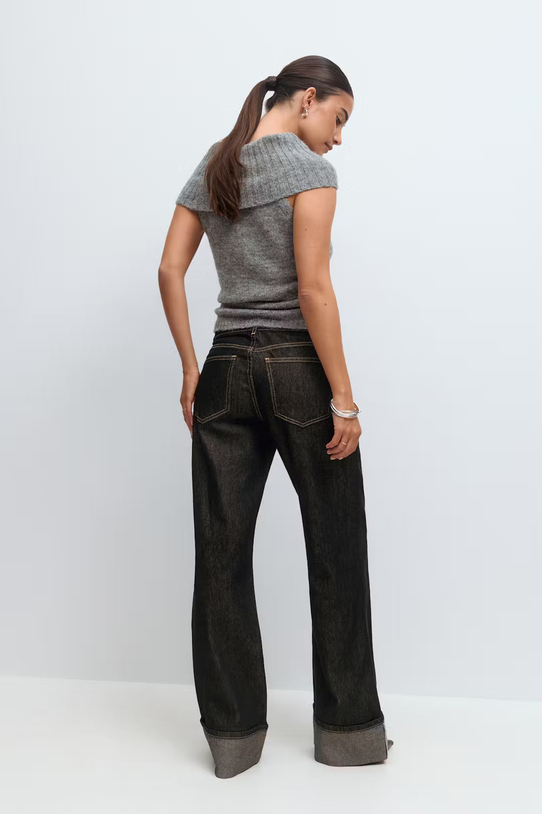 Gina Tricot Fold Up Jeans - Dark Rinse