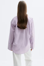 Gina Tricot | Poplin Shirt - Purple/Stripe