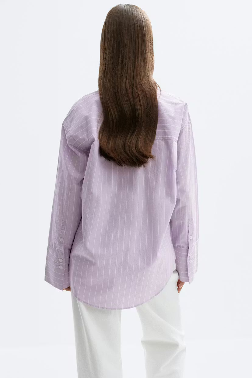 Gina Tricot | Poplin Shirt - Purple/Stripe