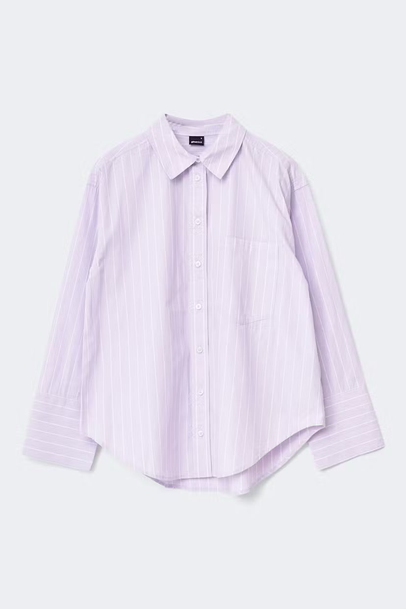 Gina Tricot | Poplin Shirt - Purple/Stripe