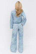 Gina Tricot Embroidery Wide Jeans - Blue