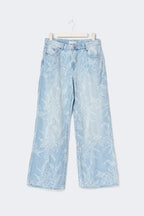 Gina Tricot Embroidery Wide Jeans - Blue