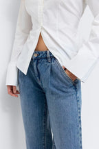 Gina Tricot Pleated Slouchy Jeans - Blue