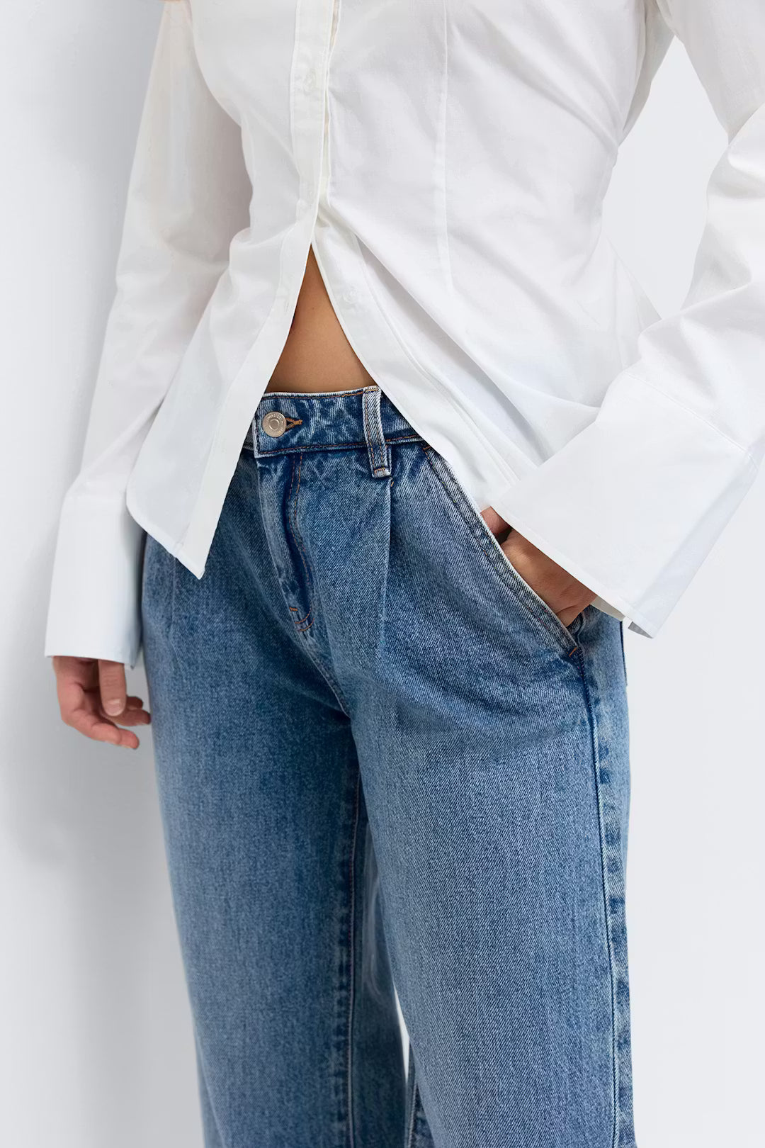 Gina Tricot Pleated Slouchy Jeans - Blue