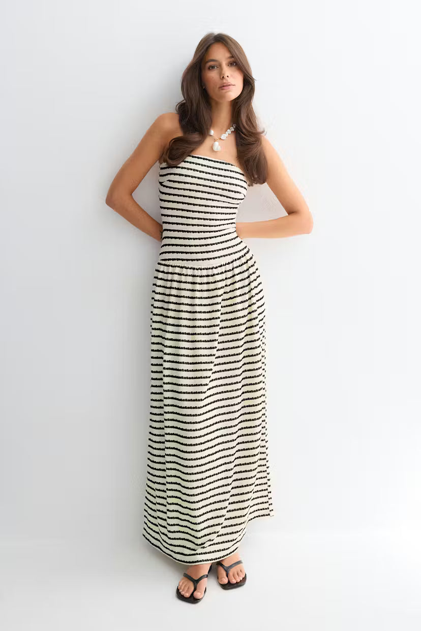 Gina Tricot | Dropped Waist Bandeau Dress - Stripe
