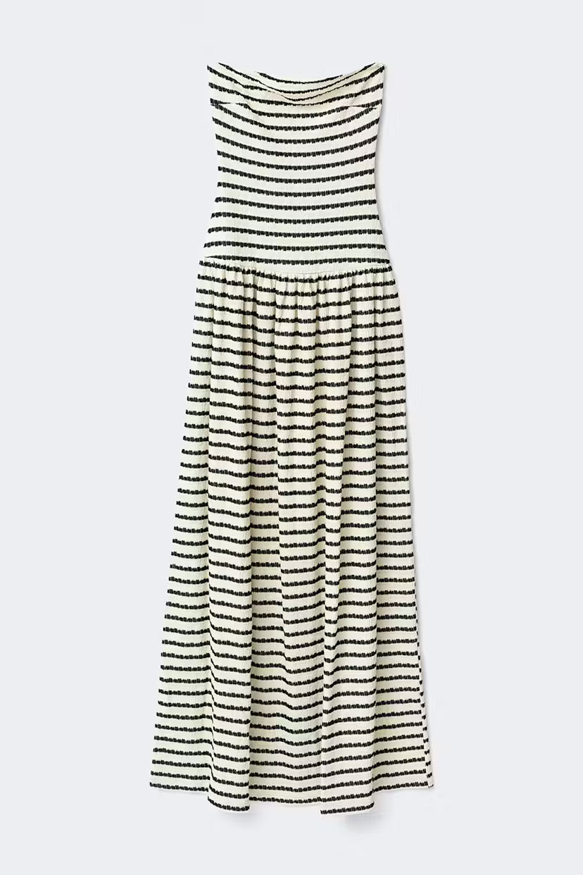 Gina Tricot | Dropped Waist Bandeau Dress - Stripe