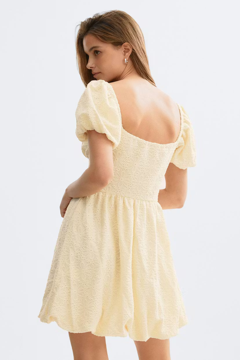 Gina Tricot | Puff Sleeve Mini Dress - Yellow