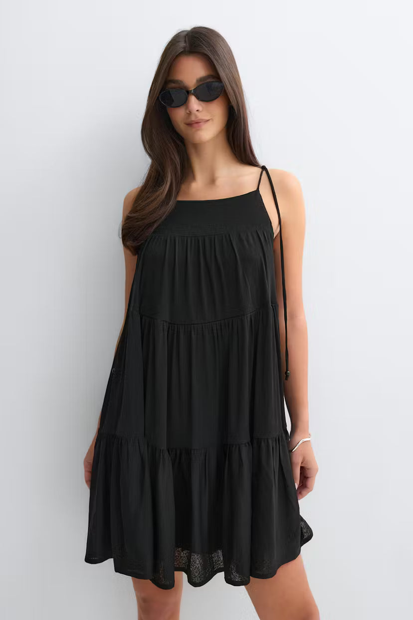 Gina Tricot | Flowy Strap Detail Dress - Black