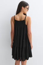 Gina Tricot | Flowy Strap Detail Dress - Black