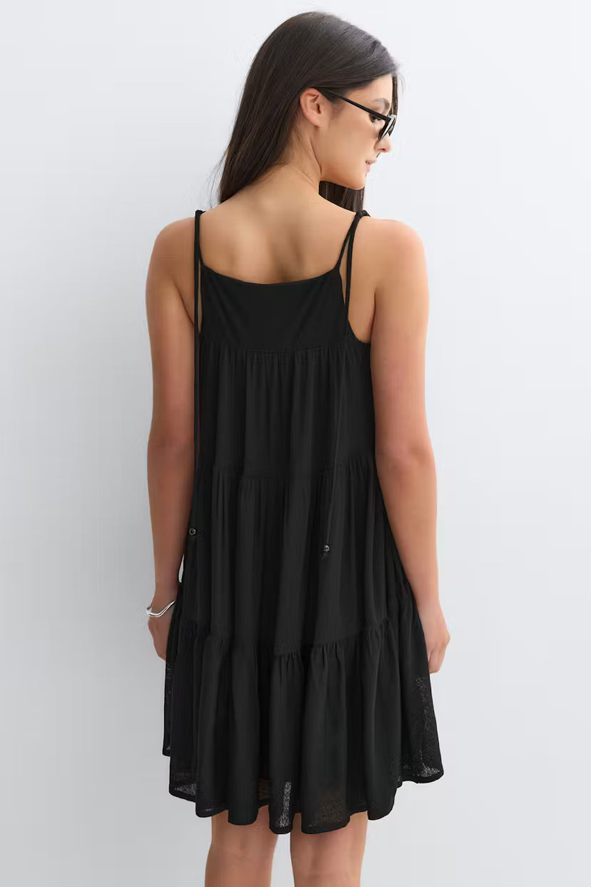 Gina Tricot | Flowy Strap Detail Dress - Black