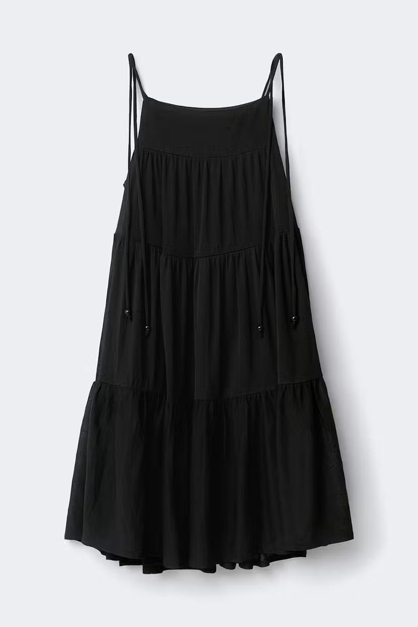 Gina Tricot | Flowy Strap Detail Dress - Black