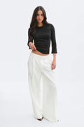 Gina Tricot | Mid Waist Pleated Trousers - White
