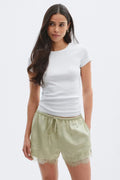 Gina Tricot | Satin Lace Shorts - Green Glow