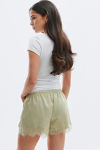 Gina Tricot | Satin Lace Shorts - Green Glow