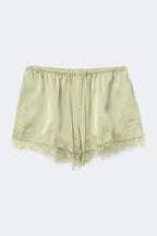 Gina Tricot | Satin Lace Shorts - Green Glow