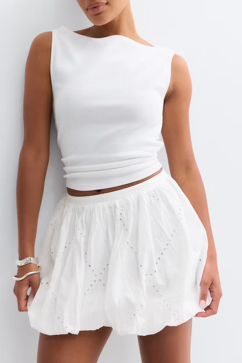 Gina Tricot | Embroidery Skirt – White
