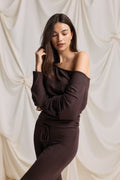 Gina Tricot Soft Slouchy Loungewear Top - Chocolate Plum - Kubanna