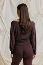 Gina Tricot Soft Slouchy Loungewear Top - Chocolate Plum - Kubanna