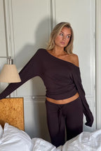 Gina Tricot Soft Slouchy Loungewear Top - Chocolate Plum - Kubanna