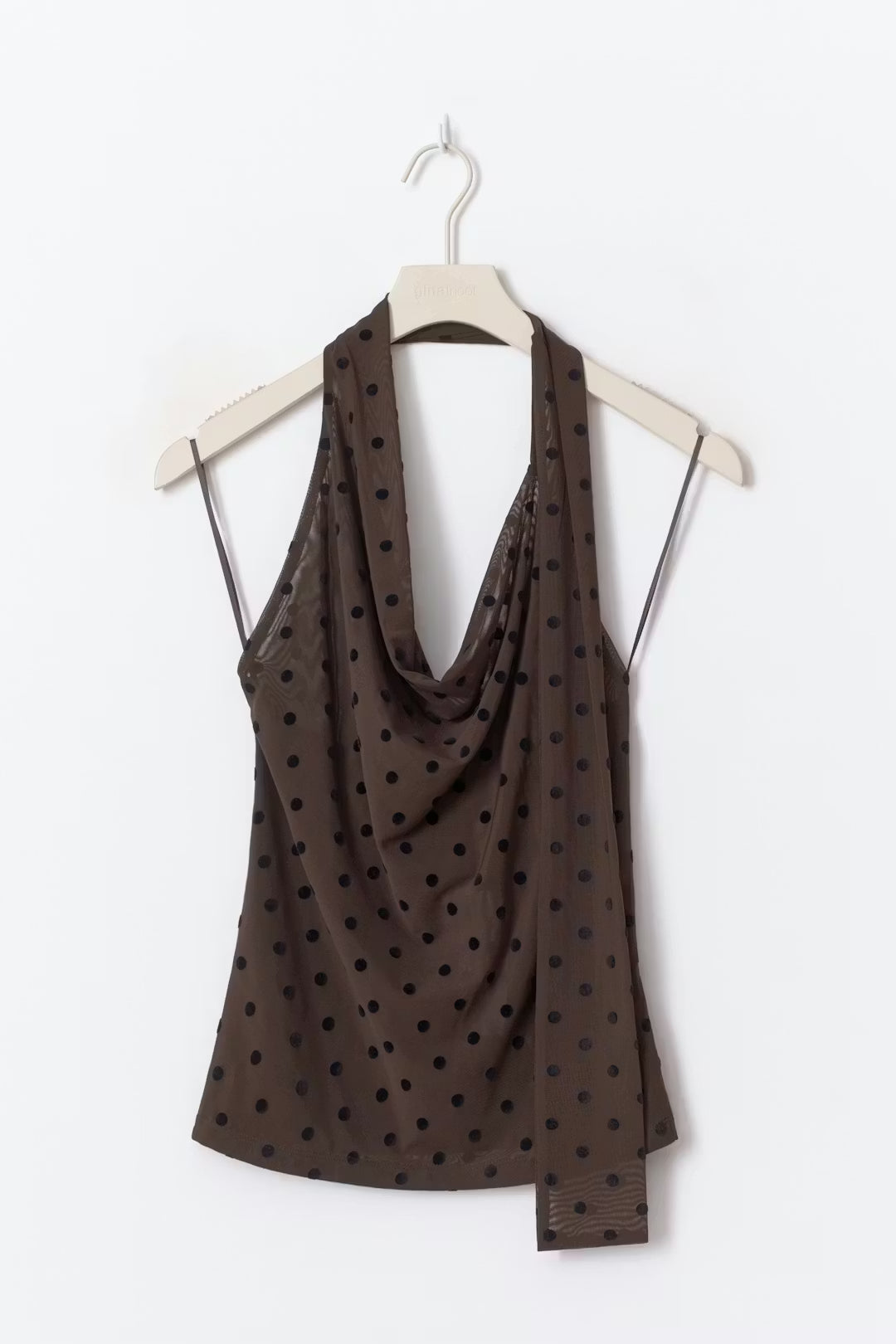 Gina Tricot Dot Halterneck Top - Brown - Kubanna