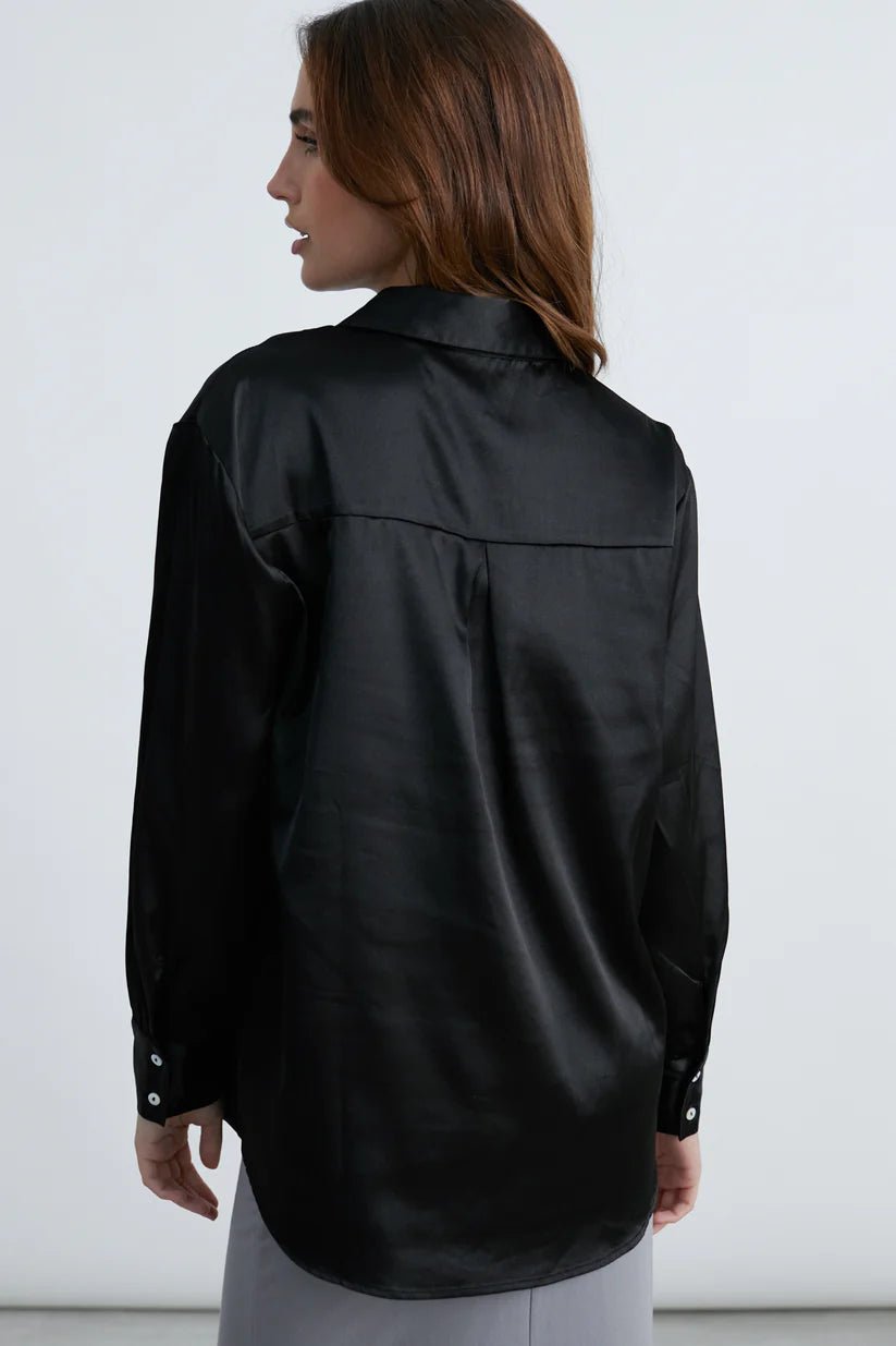 24 colours Shiny blouse - Black - Kubanna