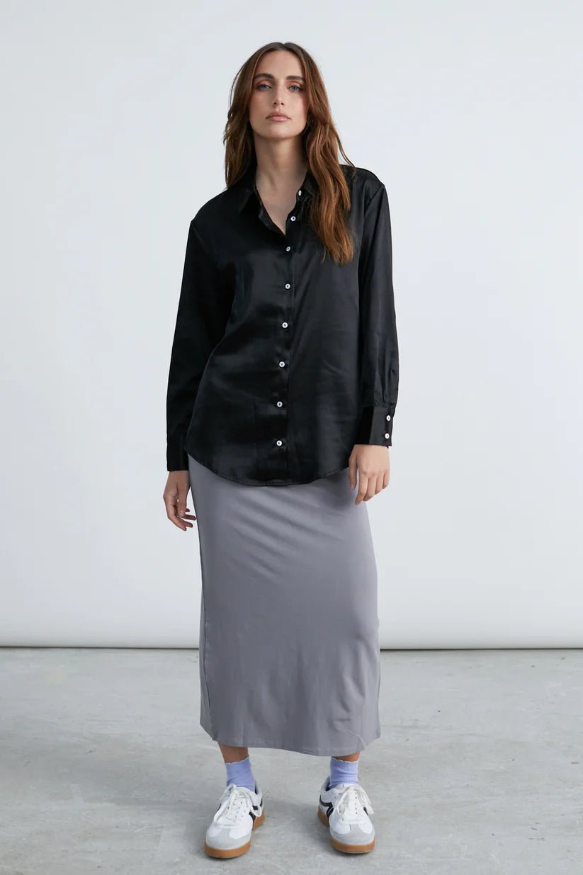 24 colours Shiny blouse - Black - Kubanna