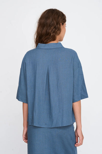 24 Colours Boxy Blouse - Blue