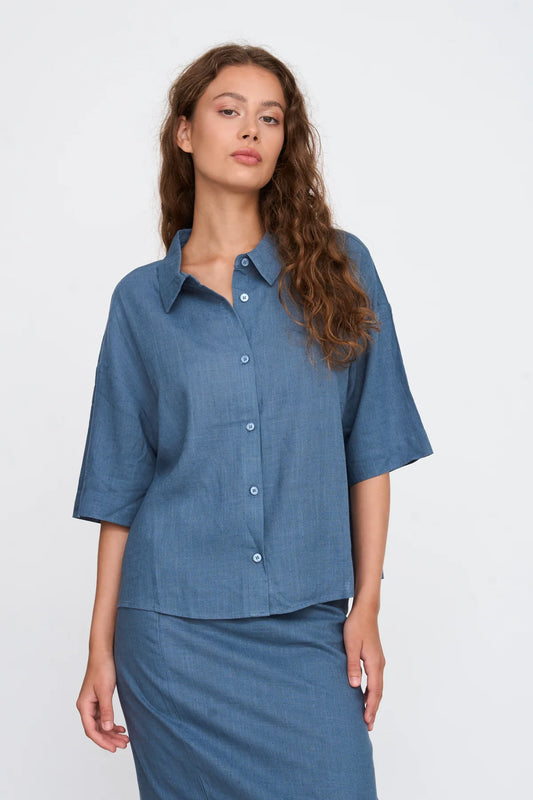 24 Colours Boxy Blouse - Blue
