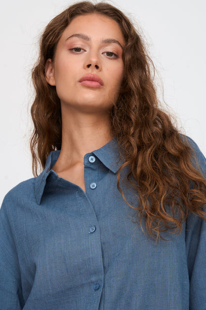 24 Colours Boxy Blouse - Blue