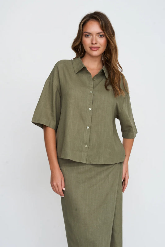 24 Colours Boxy Blouse - Green