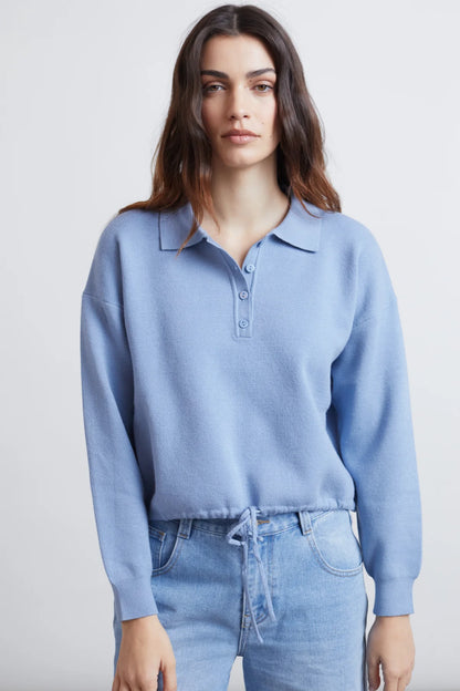 24 Colours Sweater with Polo Collar - Blue