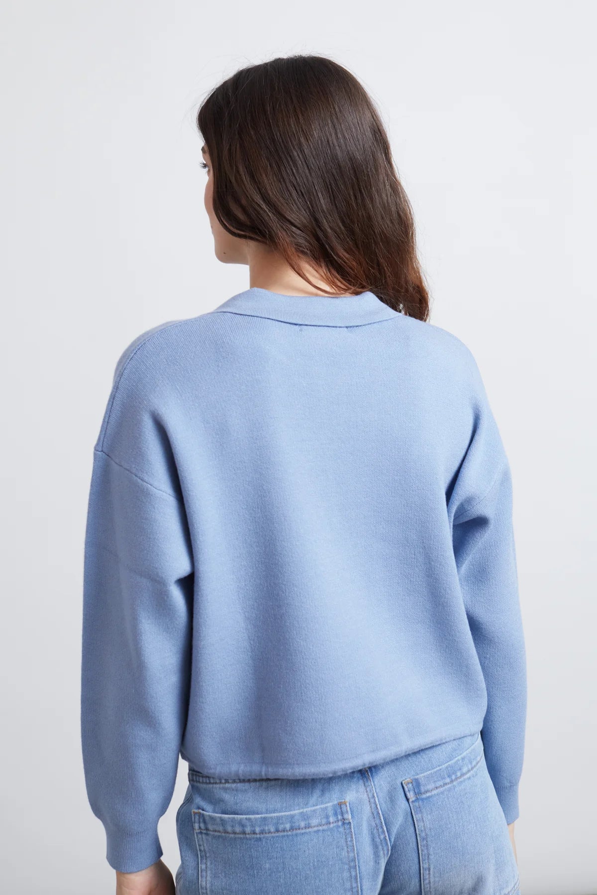 24 Colours Sweater with Polo Collar - Blue