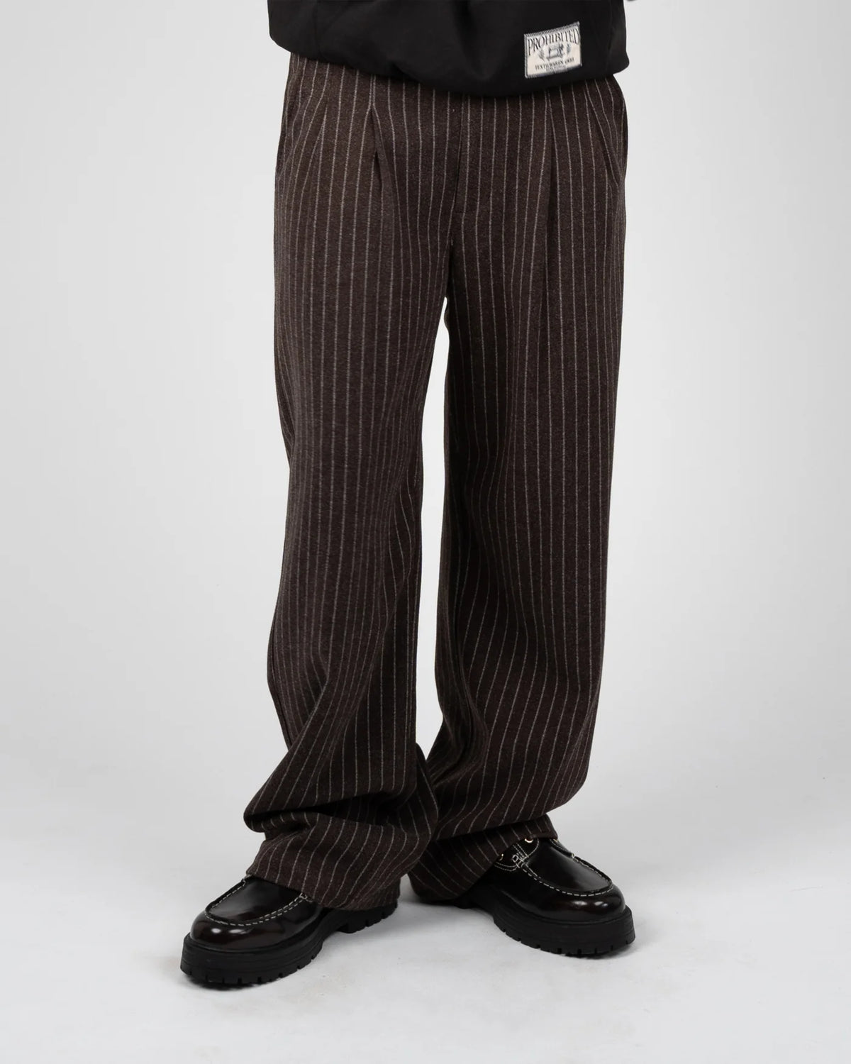 Prohibited | Revival Pinstripe Pleated Pants - Brown