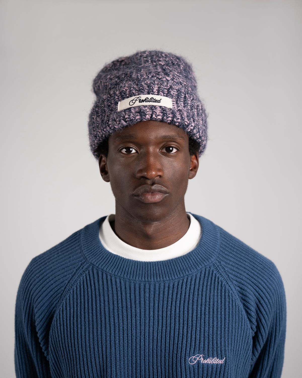 Prohibited | Winter Knit Beanie - Rose/blue