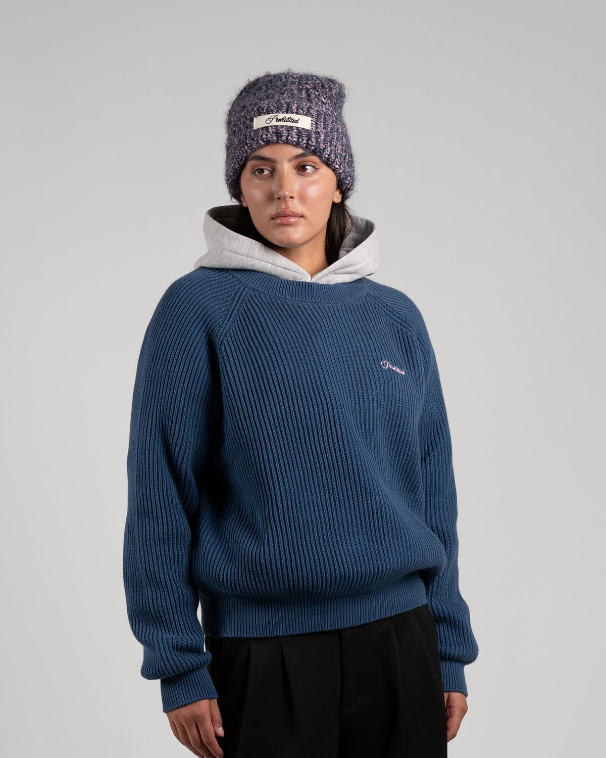 Prohibited | Winter Knit Beanie - Rose/blue
