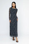 Wild Pony Anemona Floral Print Mesh Long Dress - Kubanna