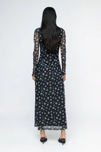 Wild Pony Anemona Floral Print Mesh Long Dress - Kubanna