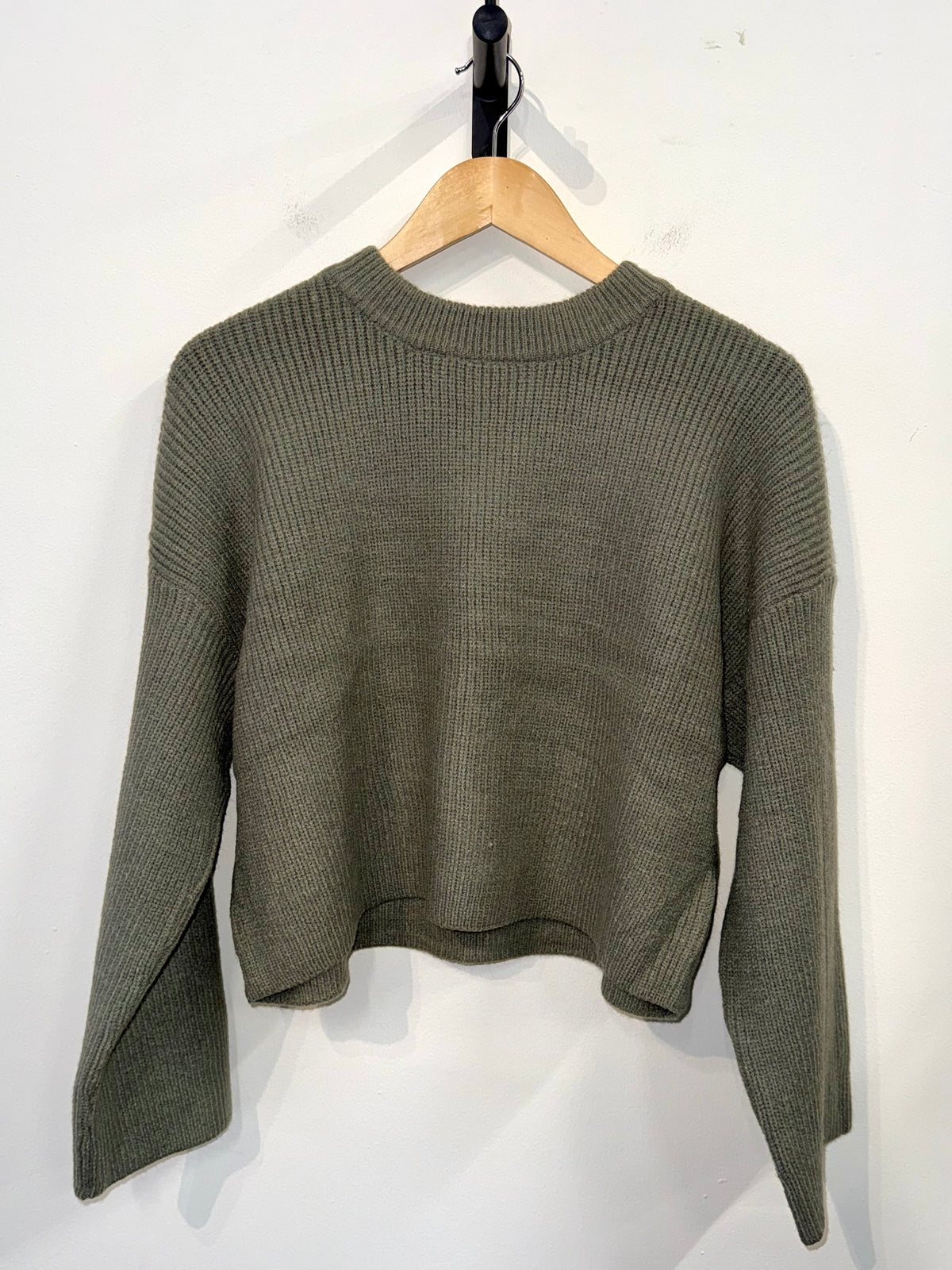 Nelly Cropped Knitted Sweater - Green