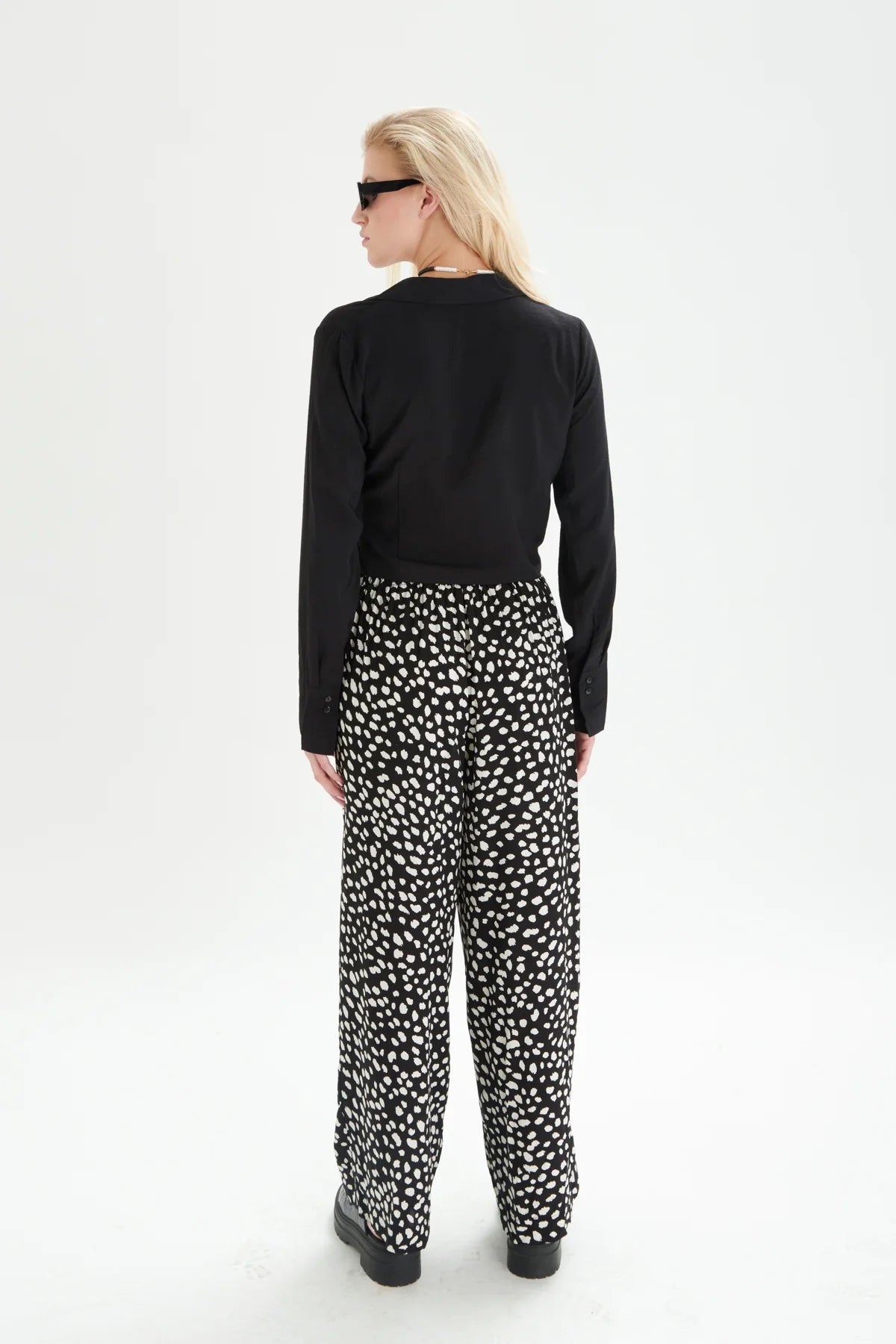 24 colours Long Trousers with a Pattern - Black/White