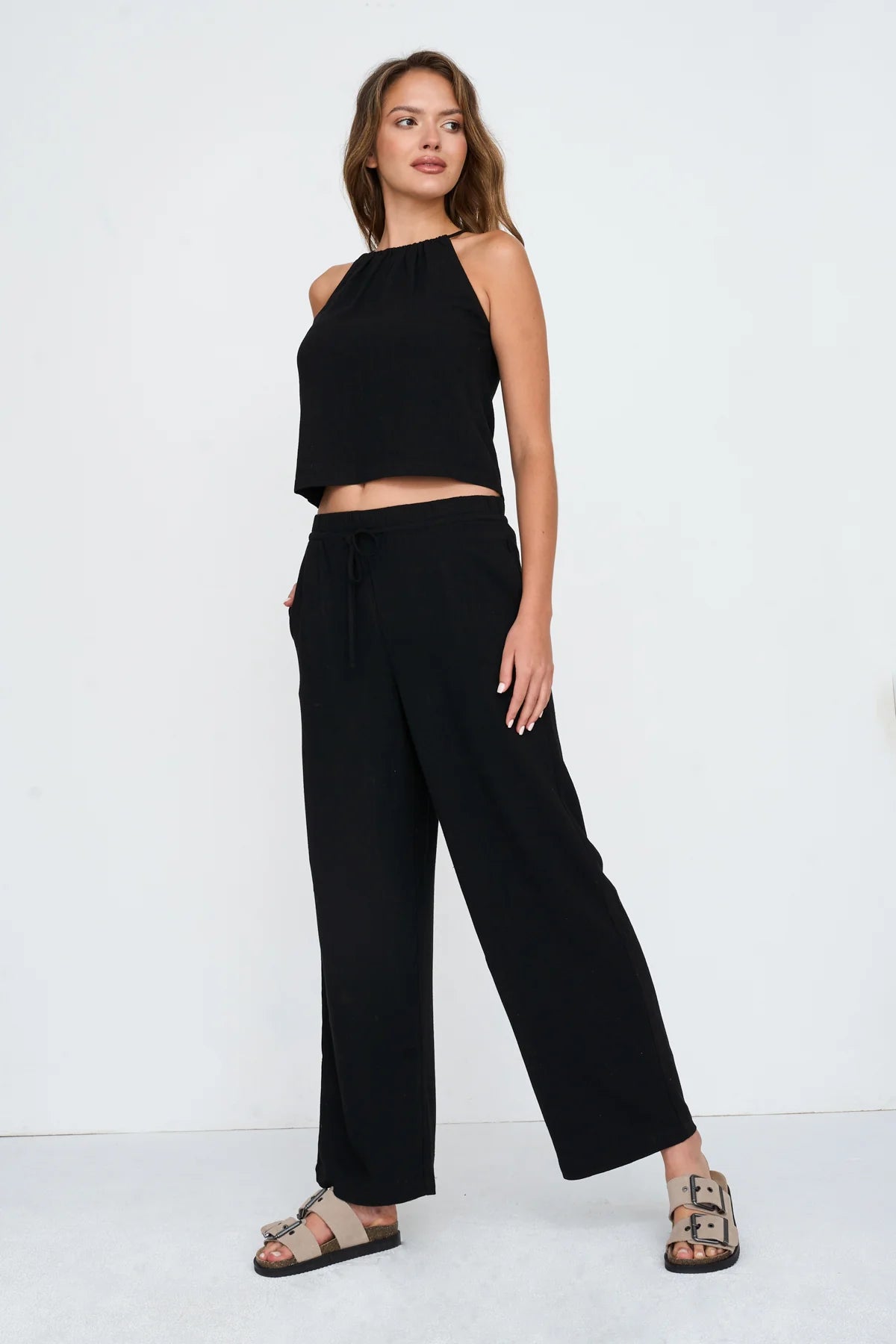 24 Colours Straight - Leg Pants - Black - Kubanna