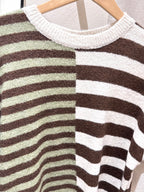 Lucy Knitted Striped T-shirt - Brown/Green