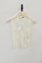 Gina Tricot Funnel Neck Lace Top - Beige - Kubanna