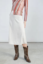 24 Colours Satin Skirt - Beige - Kubanna