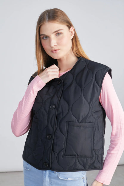 24 Colours Quilted Vest - Black