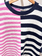 Lucy Knitted Striped T-shirt - Pink/Navy