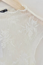 Gina Tricot Funnel Neck Lace Top - Beige - Kubanna