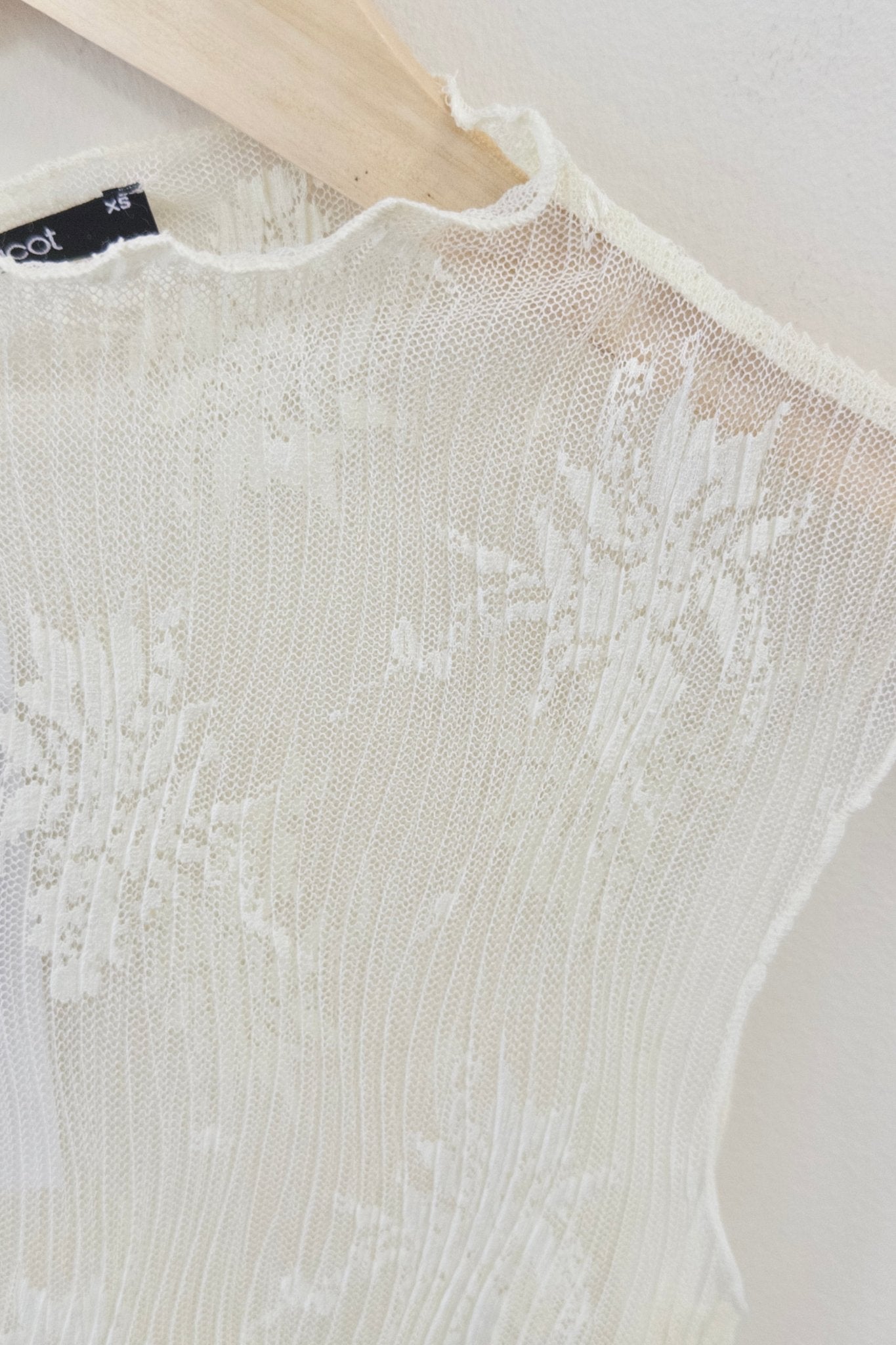 Gina Tricot Funnel Neck Lace Top - Beige - Kubanna