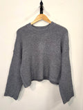 Nelly Cropped Knitted Sweater - Grey